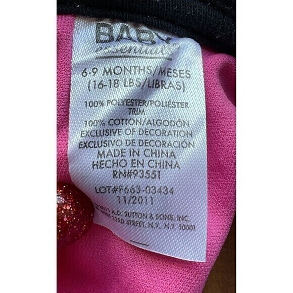 Baby Essentials Hot Pink & Black Bubble Dress Size 6-9 Months - Picture 4 of 4